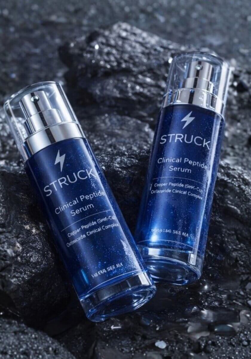 two bottles of Struck Clinical Peptide Serum